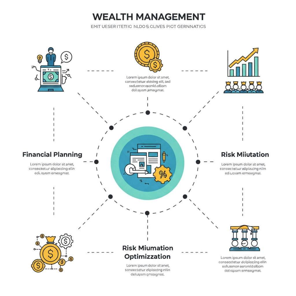 "Wealth management steps infographic."