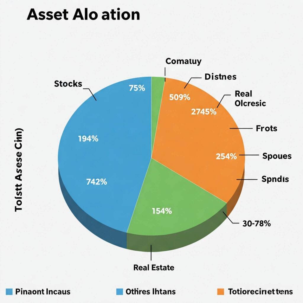 Colorful pie chart showing asset allocation in vibrant shades.'