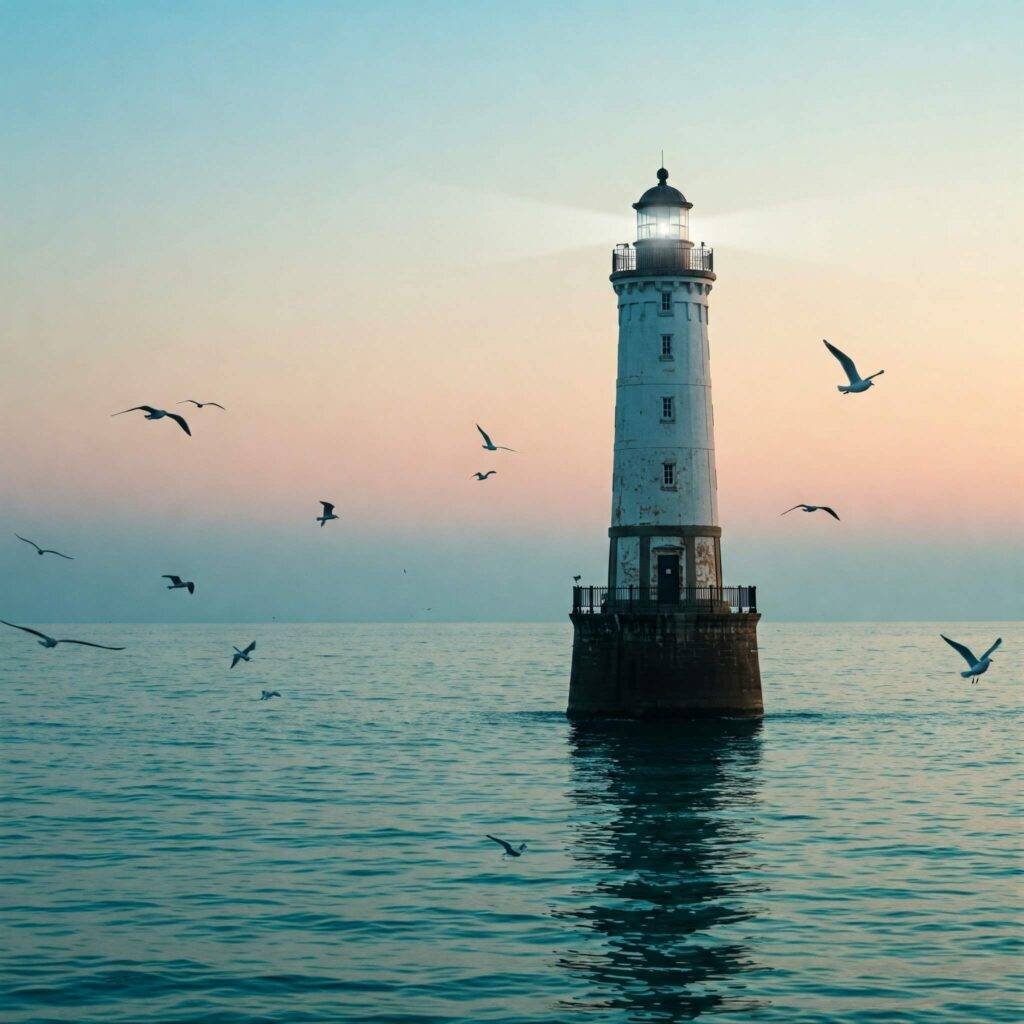 Lighthouse on a calm sea.