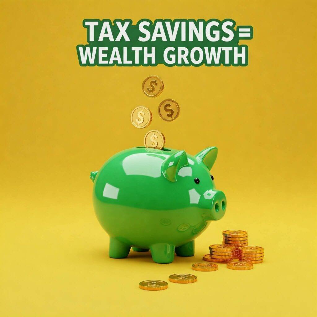 "Piggy bank with coins: Tax savings leading to wealth growth"