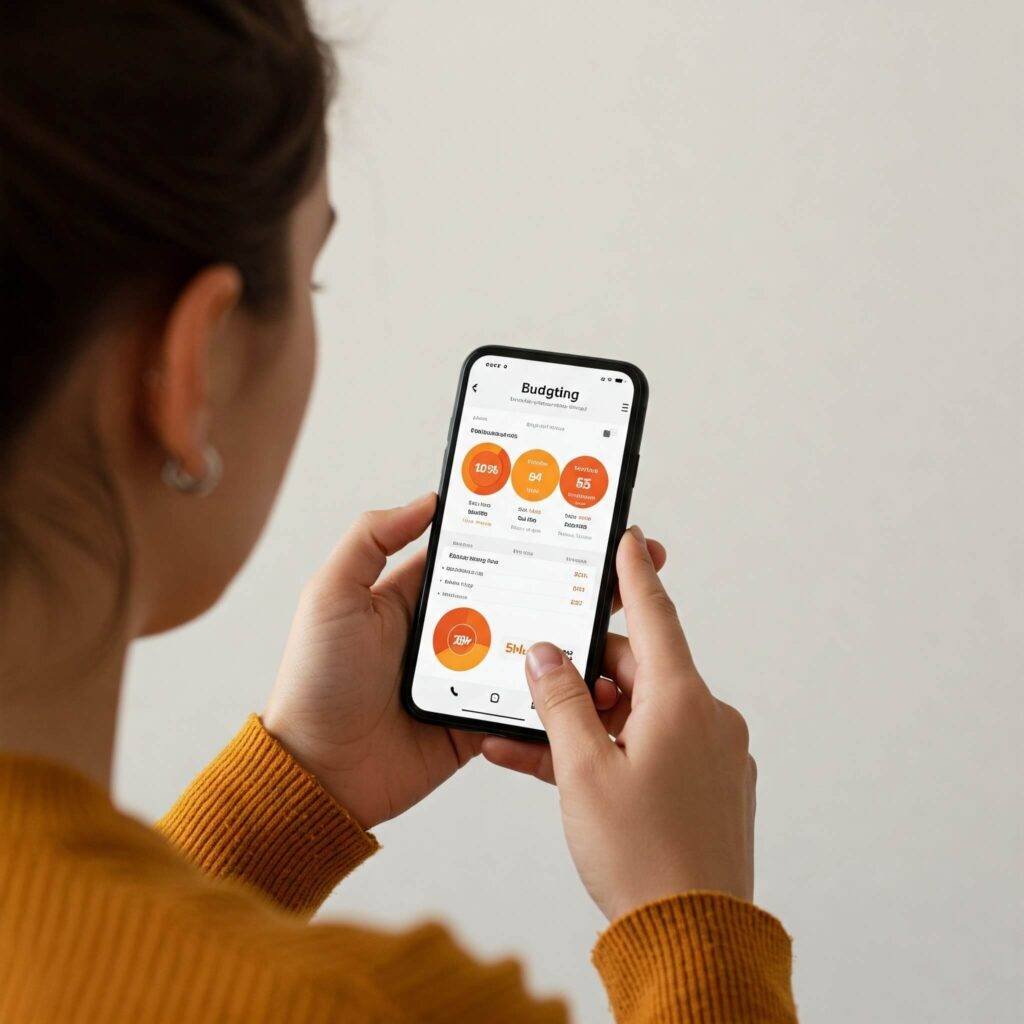 Mobile budgeting app in use