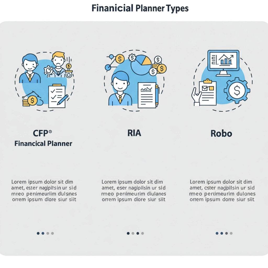 Comparison of financial planner types: CFP, RIA, and robo-advisors.