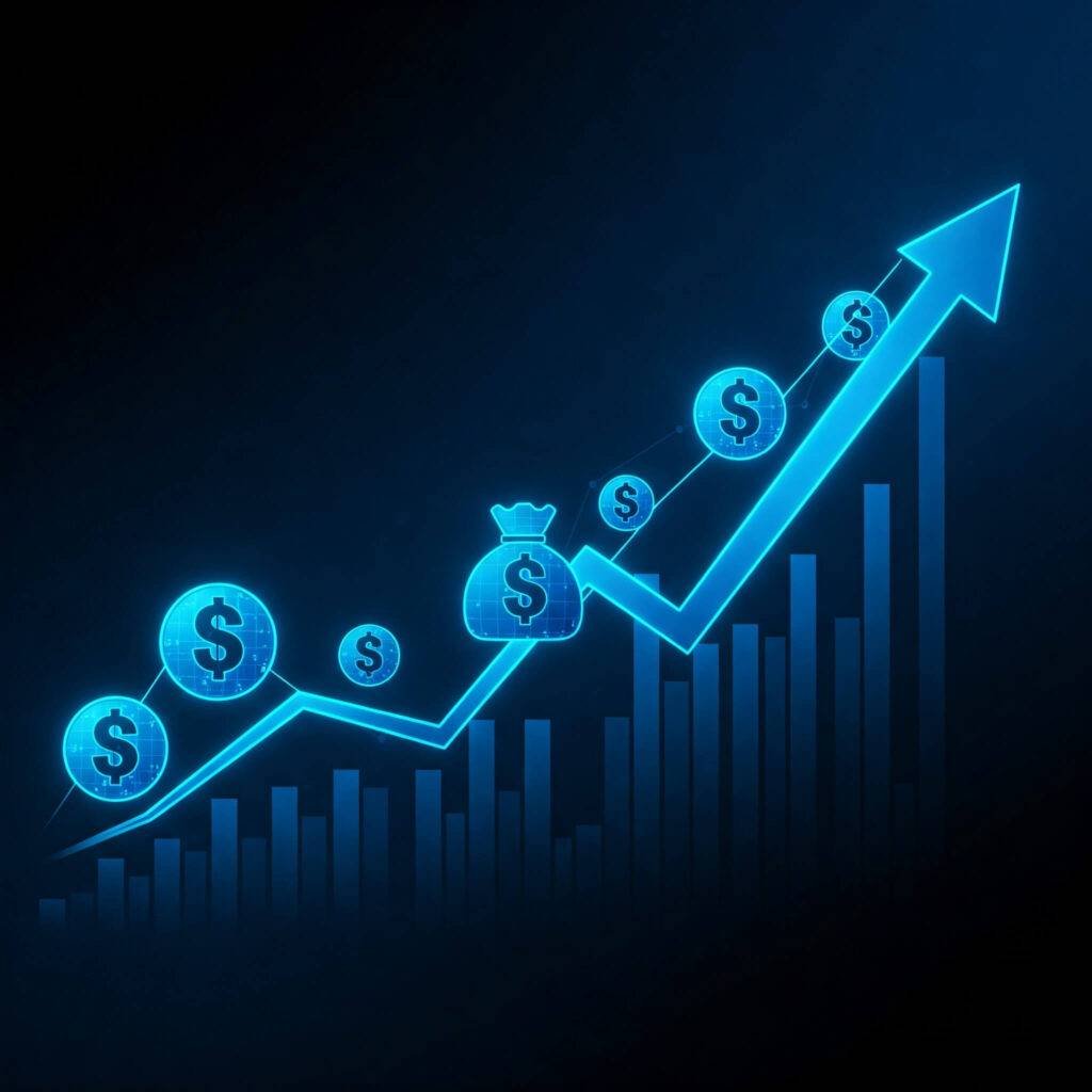 Stock Graph in Metallic Blues