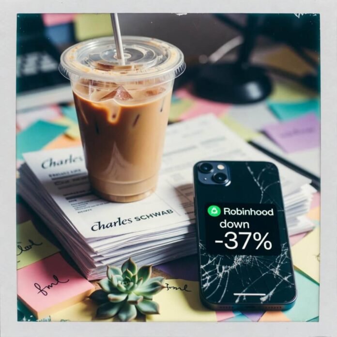 Iced coffee, red portfolio down 37%, fml sticky notes. Iced coffee, red portfolio down 37%, fml sticky notes.