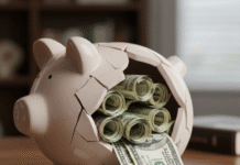 The Ultimate Guide to Diversifying Your Investment Portfolio Cracked piggy bank overflowing with rolled $100 bills.